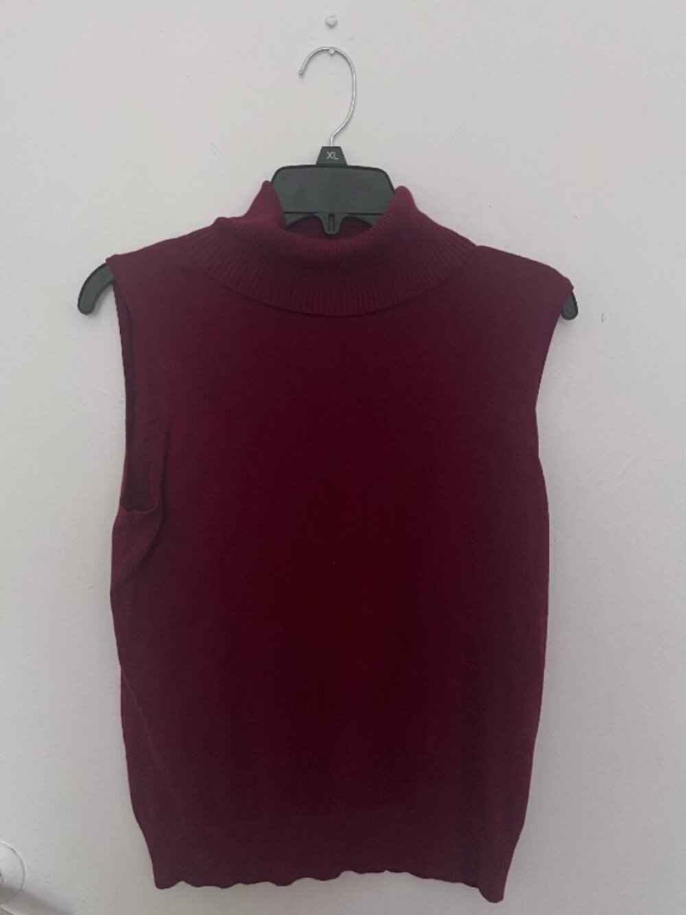 Cable & Gauge Burgundy Sleeveless Turtleneck Sweater XL